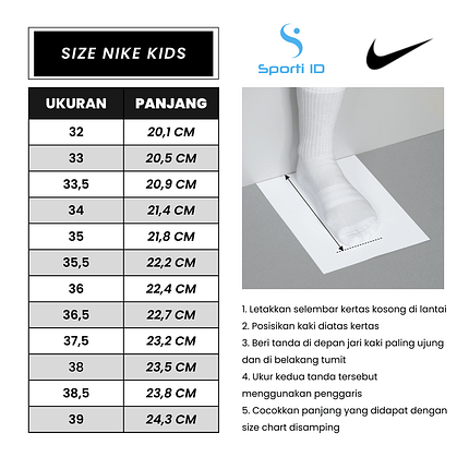 Size Chart Nike Junior